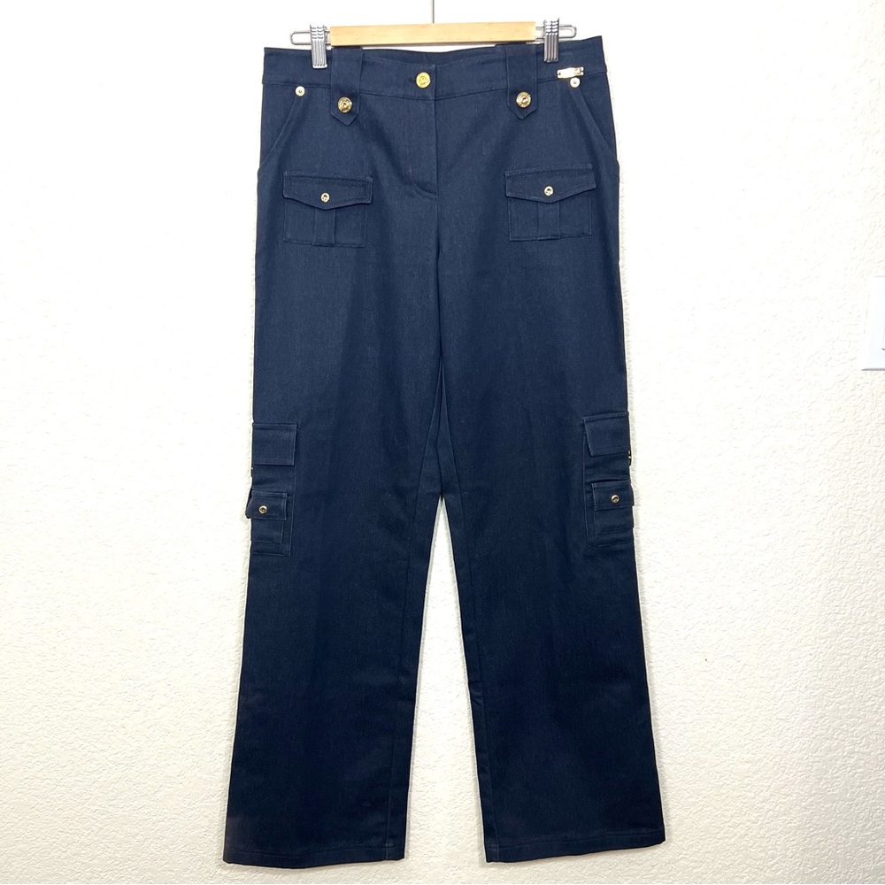 Vintage Y2K St. John Navy Blue Straight Leg Cargo Pants Size 8